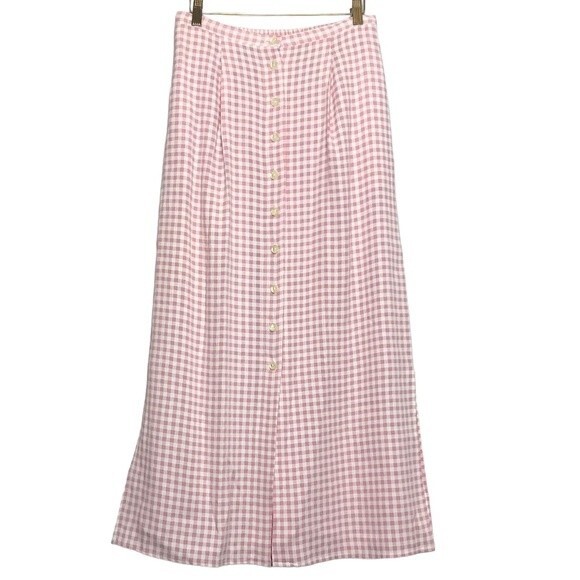 VINTAGE Gingham Plaid Midi Maxi Skirt medium - Picture 3 of 10